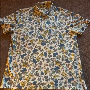 Men’s Sz XL Nike Liberty National blue and Yellow Floral Men's Golf Polo Shirt